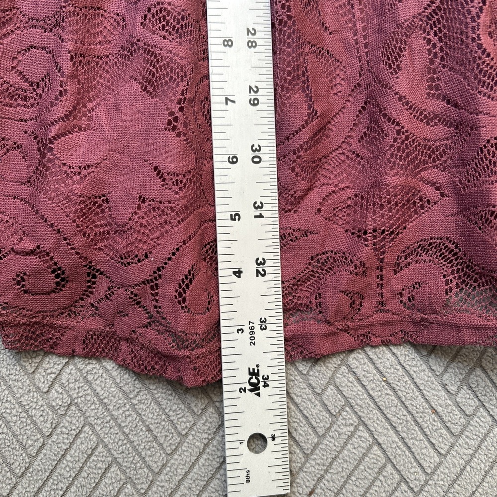 Charlette Russe Size L Lace Burgundy Dress See Through Waist Flowy - Picture 12 of 16